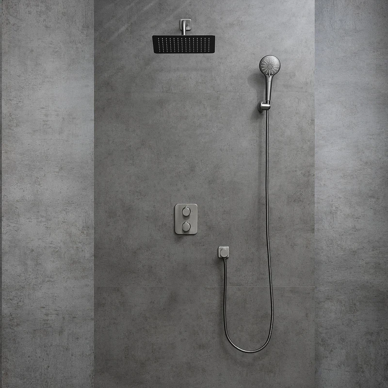 Душевая система Lemark Bronx LM3749GM c термостатом цвет Графит