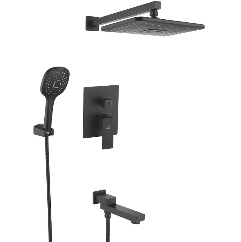 Душевая система Rose R28H R2835H Черная матовая
