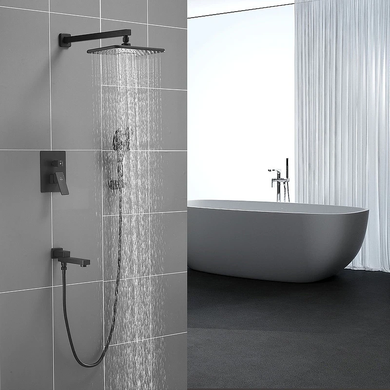 Душевая система Rose R28H R2835H Черная матовая