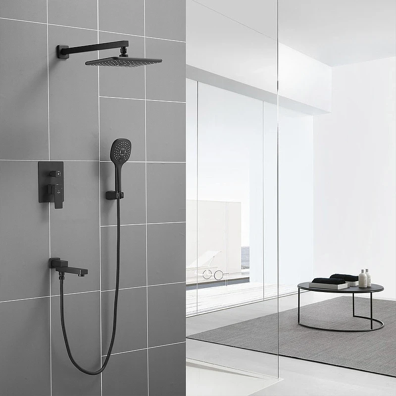 Душевая система Rose R28H R2835H Черная матовая