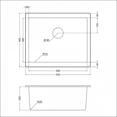 Кухонная мойка Emar Quartz 55,5 EMQ-1555.P цвет Антрацит
