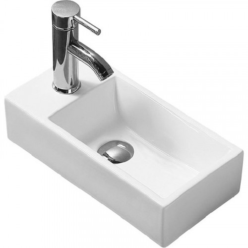 Раковина CeramaLux 40 9048DR Белая фаянс подвесная, накладная