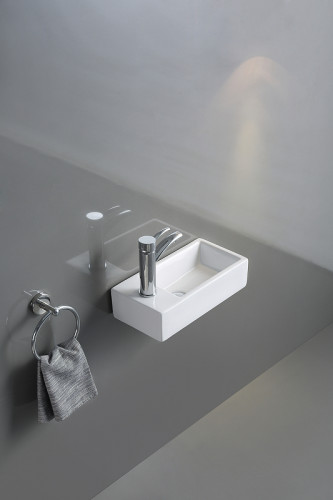 Раковина CeramaLux 40 9048DR Белая фаянс подвесная, накладная