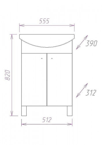 Тумба под раковину Onika Лига 55.11 105554 Белая