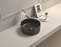 Раковина-чаша CeramaLux 35 C1114 Черная фаянс накладная