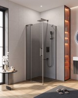 Душевой уголок Cezares Slider 80x80 SLIDER-AH-1-80-70/80-GRIGIO-GM профиль Оружейная сталь стекло серое