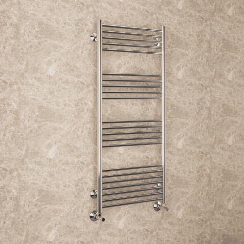 Водяной полотенцесушитель Terminus Аврора П22 500х1200 4670078529398 Хром, нижнее подключение, G 1/2" ВР, с угловым соединением нержавеющая сталь