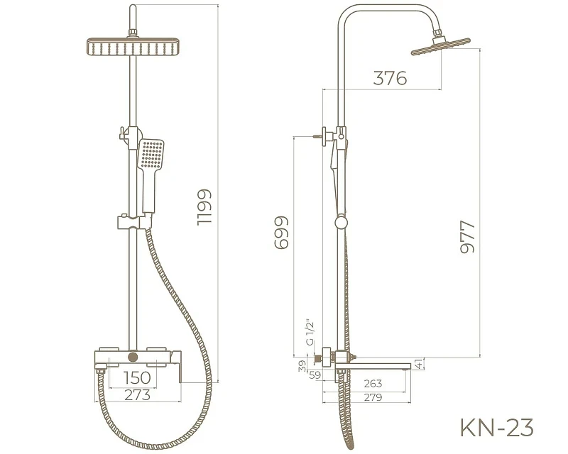 Душевая система Knotlor Stable KN-23 цвет Хром