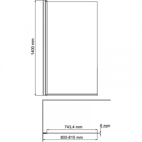 Шторка на ванну WasserKRAFT Berkel 80 48P01-80B профиль Черный стекло прозрачное