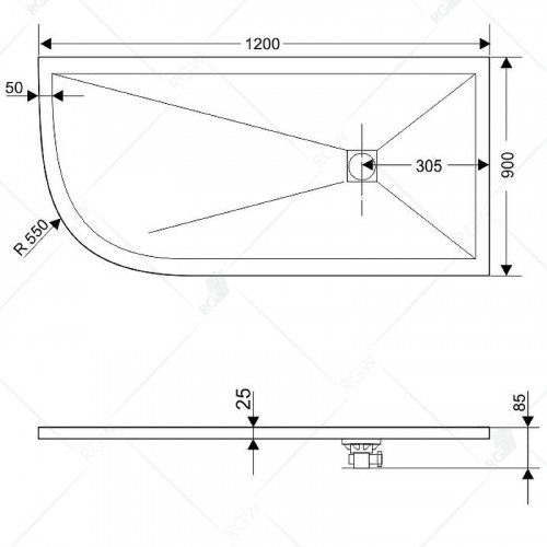 Душевой поддон из искусственного камня RGW Stone Tray ST/AR-0129W 120x90 R 16154129-01R Белый
