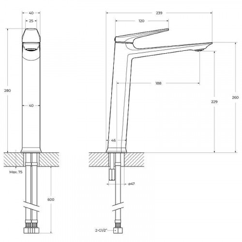 Смеситель для раковины Cezares Liner LINER-LC-01-W0 Хром