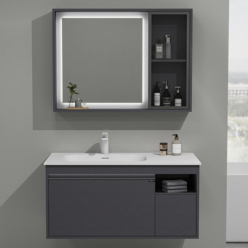 Тумба с раковиной Black&amp;White Universe U910.1000 100 9101000 подвесная Grey