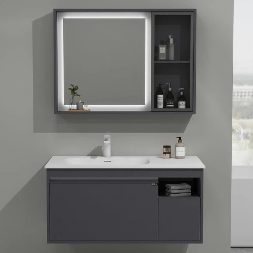 Тумба с раковиной Black&amp;White Universe U910.1000 100 9101000 подвесная Grey