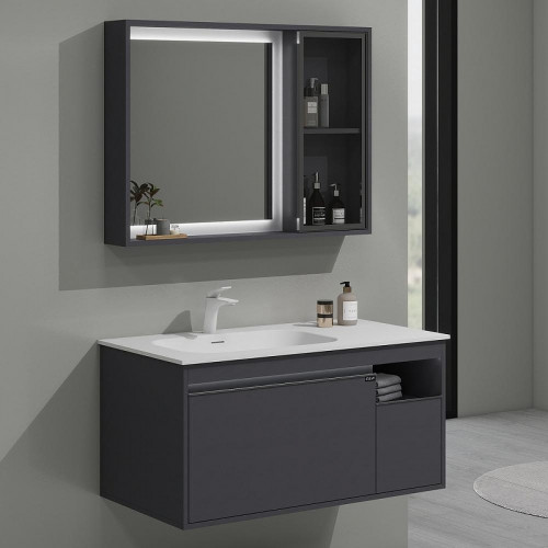 Тумба с раковиной Black&amp;White Universe U910.1000 100 9101000 подвесная Grey