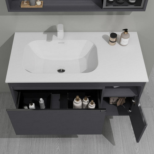 Тумба с раковиной Black&amp;White Universe U910.1000 100 9101000 подвесная Grey