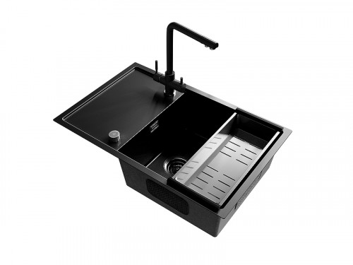 Смеситель для кухни Ulgran Steel US-016-003 цвет Вороненая сталь