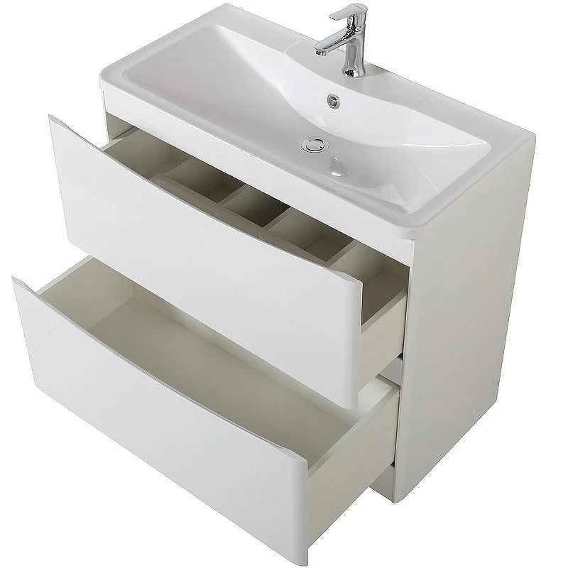 Тумба с раковиной BelBagno 80 ACQUA-800-2C-PIA-BL+80 BB800/455-LV-MR-ALR цвет Bianco Lucido