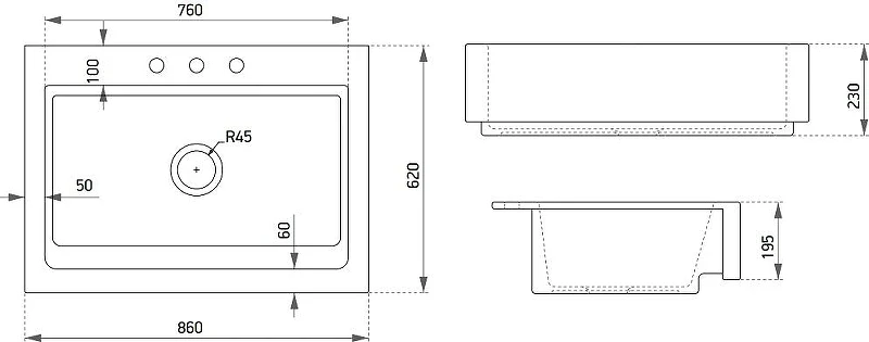 Кухонная мойка Domaci Сиена 86 50186-101 3 holes цвет Белый глянцевый