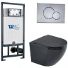 Комплект унитаза с инсталляцией WeltWasser MARBERG 507 + MERZBACH 043 MT-BL + MAR 507 RD-CR 10000011357 цвет Черный матовый с сиденьем Микролифт и клавишей смыва цвет Хром