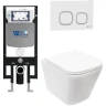 Комплект унитаза с инсталляцией WeltWasser AMBERG 497 + GELBACH 043 MT-WT + AMBERG RD-WT 10000011894 цвет Белый матовый с сиденьем Микролифт и клавишей смыва цвет Белый