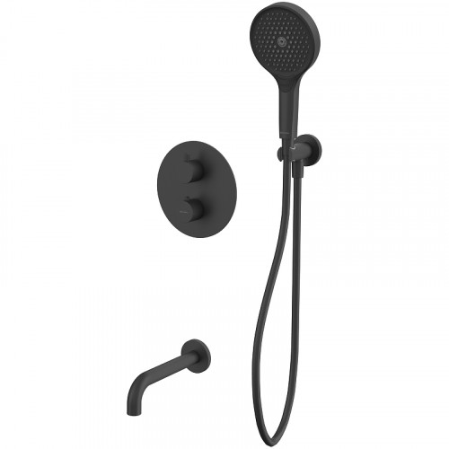 Смеситель для ванны Whitecross Y black YSET10TOPBL с термостатом Черный матовый латунь встраиваемый