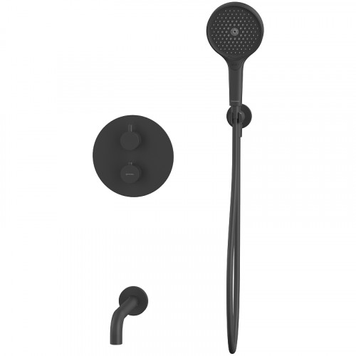 Смеситель для ванны Whitecross Y black YSET10TOPBL с термостатом Черный матовый латунь встраиваемый