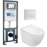 Комплект унитаза с инсталляцией WeltWasser MARBERG 410 + HEIMBACH 043 GL-WT + MAR 410 SE GL-WT 10000012160 цвет Белый глянцевый с сиденьем Микролифт и клавишей смыва цвет Белый глянцевый
