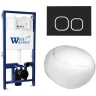 Комплект унитаза с инсталляцией WeltWasser BAMBERG 525 + JECKENBACH 004 GL-WT + BAMBERG BL 10000012842 цвет Белый глянцевый с сиденьем Микролифт и клавишей смыва цвет Черный