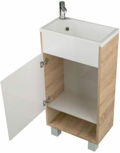 Тумба с раковиной 1MarKa Lira 40Н L У85922 Дуб сонома Белый глянец МДФ / ЛДСП