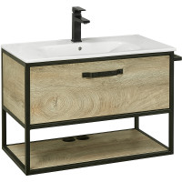 Тумба под раковину Aquaton Лофт Фабрик 80 1A242401LTDU0 подвесная Дуб эндгрейн МДФ / ЛДСП