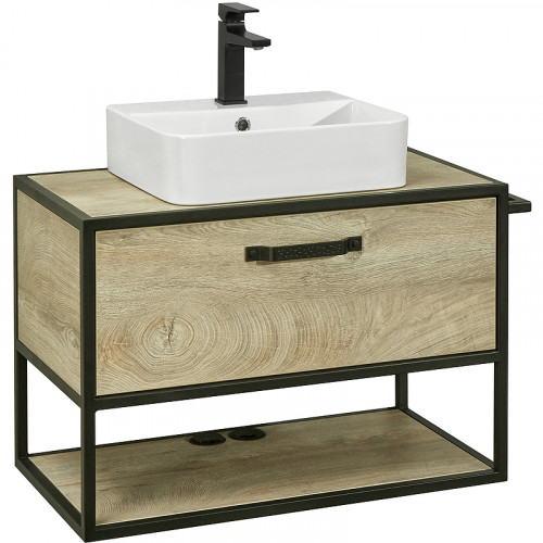 Тумба под раковину Aquaton Лофт Фабрик 80 1A242401LTDU0 подвесная Дуб эндгрейн МДФ / ЛДСП