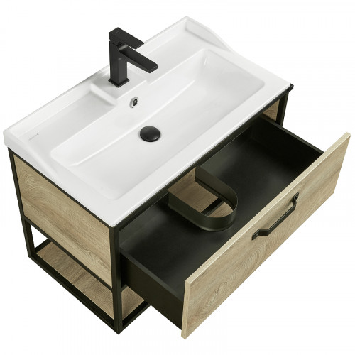 Тумба под раковину Aquaton Лофт Фабрик 80 1A242401LTDU0 подвесная Дуб эндгрейн МДФ / ЛДСП