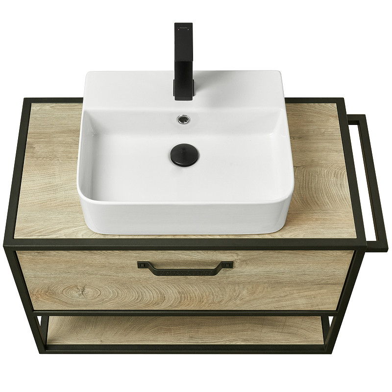 Тумба под раковину Aquaton Лофт Фабрик 80 1A242401LTDU0 подвесная Дуб эндгрейн МДФ / ЛДСП