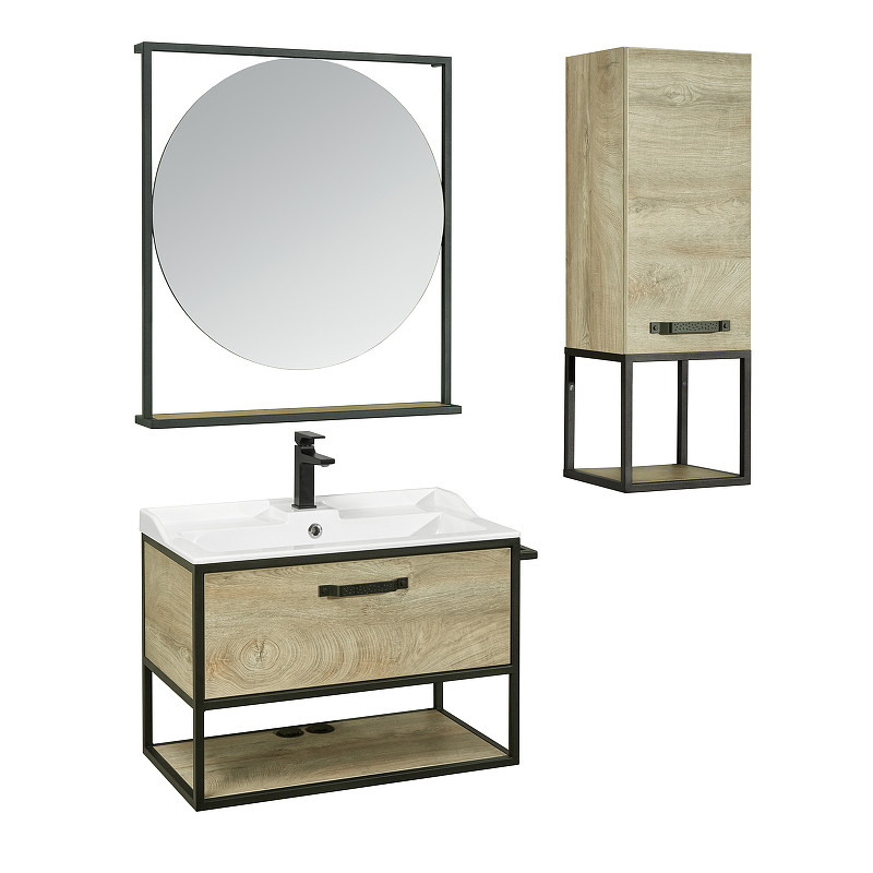 Тумба под раковину Aquaton Лофт Фабрик 80 1A242401LTDU0 подвесная Дуб эндгрейн МДФ / ЛДСП