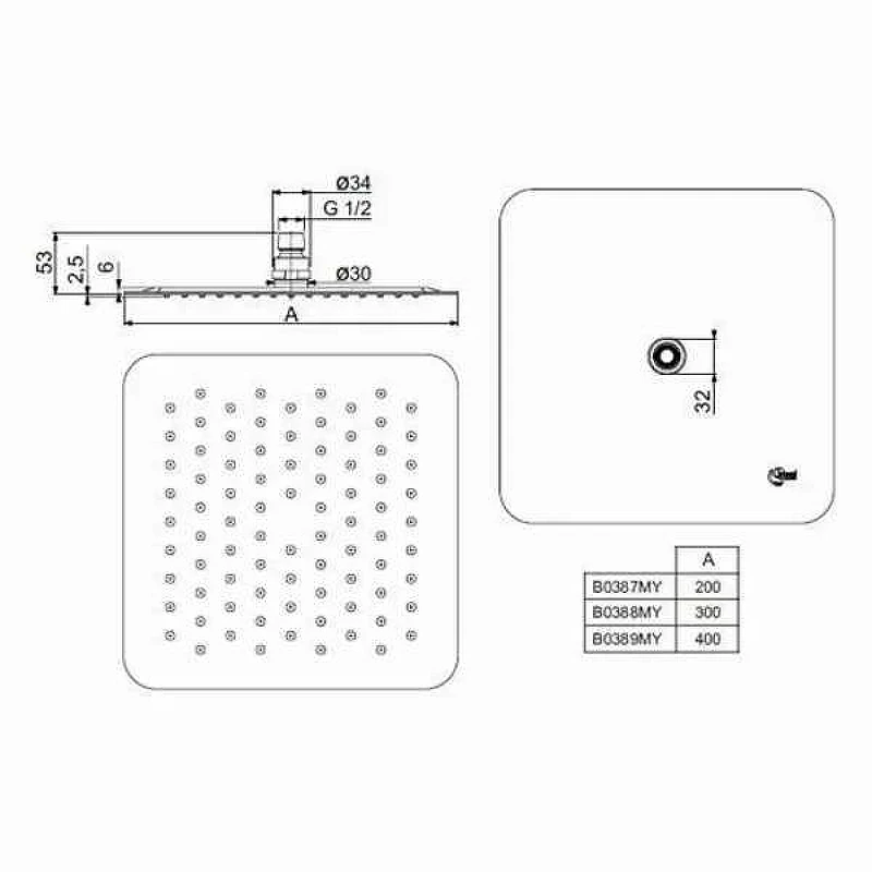 Верхний душ Ideal Standard Ideal Rain Luxe B0389MY Хром нержавеющая сталь на потолок