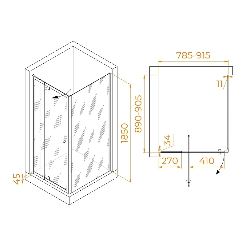 Душевой уголок RGW Passage 80x90 41084489-011 профиль цвет Хром стекло прозрачное