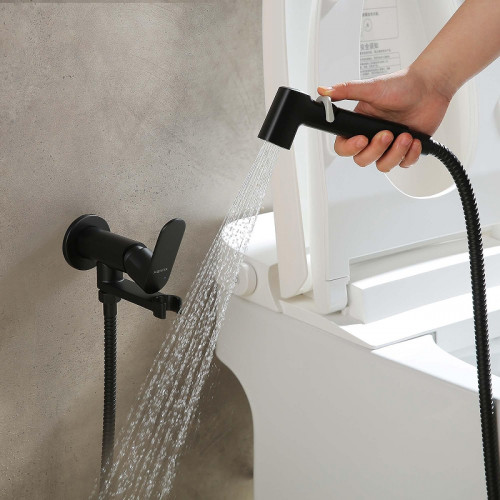 Гигиенический душ со смесителем Aquatek Альфа AQ1919MB цвет Черный матовый