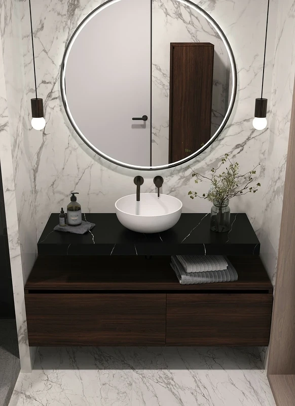 Столешница под раковину Boheme Armadi Art Flat 120 869-120-NM Черный мрамор искусственный камень (литьевой мрамор)