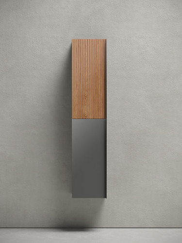 Шкаф пенал Sancos Delta 35 PDL35GR подвесной Дуб красный Графит МДФ / ЛДСП