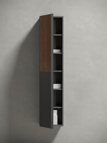 Шкаф пенал Sancos Delta 35 PDL35GR подвесной Дуб красный Графит МДФ / ЛДСП