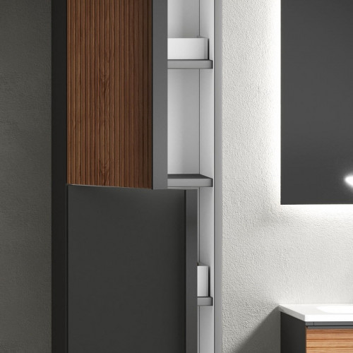 Шкаф пенал Sancos Delta 35 PDL35GR подвесной Дуб красный Графит МДФ / ЛДСП