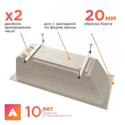 Акриловая ванна Radomir Дижон Ангосто 150х70 1-01-0-0-8-262 цвет Белый
