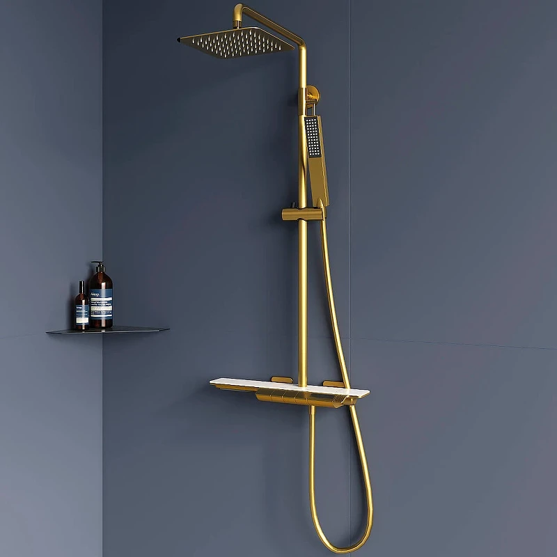 Душевая система RGW Shower Panels SP-34G 51140134-06 с термостатом Золото браш латунь на стену