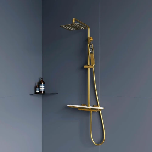 Душевая система RGW Shower Panels SP-34G 51140134-06 с термостатом Золото браш латунь на стену