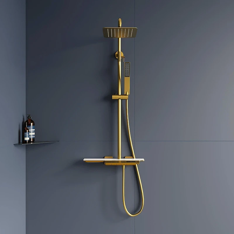 Душевая система RGW Shower Panels SP-34G 51140134-06 с термостатом Золото браш латунь на стену