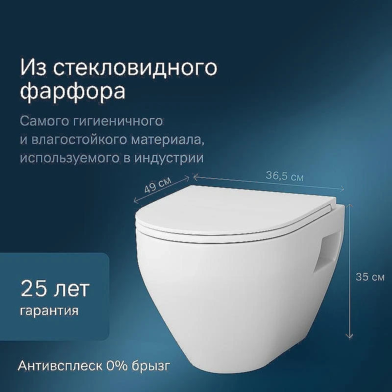 Унитаз AM.PM Spirit C701738SC подвесной с сиденьем Микролифт
