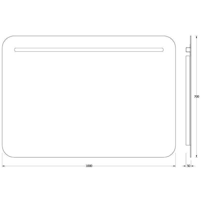 Зеркало Evoform Ledline 70x100 BY 2147 с подсветкой 8.5 W - без выключателя стекло