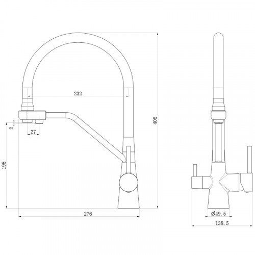 Смеситель для кухни Royce Iris RCM-120901CR Хром латунь