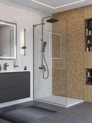 Душевая перегородка BelBagno Uno 100 UNO-L-1-TB-100-C-GM профиль Оружейная сталь стекло прозрачное