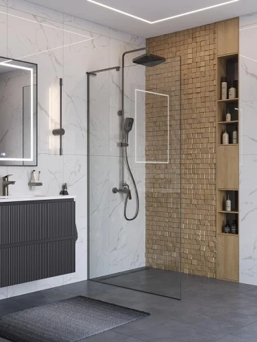 Душевая перегородка BelBagno Uno 100 UNO-L-1-TB-100-C-GM профиль Оружейная сталь стекло прозрачное